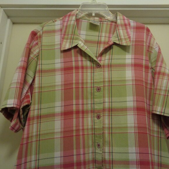 PRETTY IN PREPPY PLAID LADY BLOUSE BY ALLISON DAILY 22 W - Picture 4 of 10